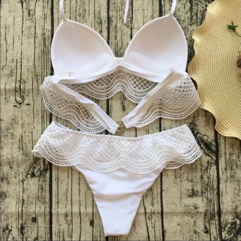 💰SALE💰”SUGAR AND SPICE” WHITE CHEEKY PADDED TOP BIKINI NEW - Picture 4 of 8